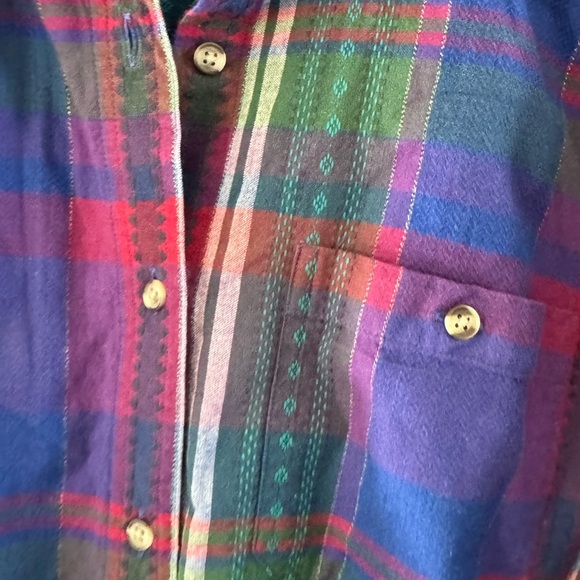 Vintage Cabin Creek Plaid Button Up Shirt Purple Green 100% Cotton Size XL - Picture 7 of 9